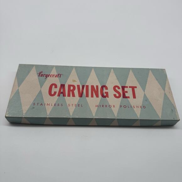 MCM Forgecraft USA Carving Set W/ Faux Stag Horn Handles Stainless Steel - Picture 2 of 7